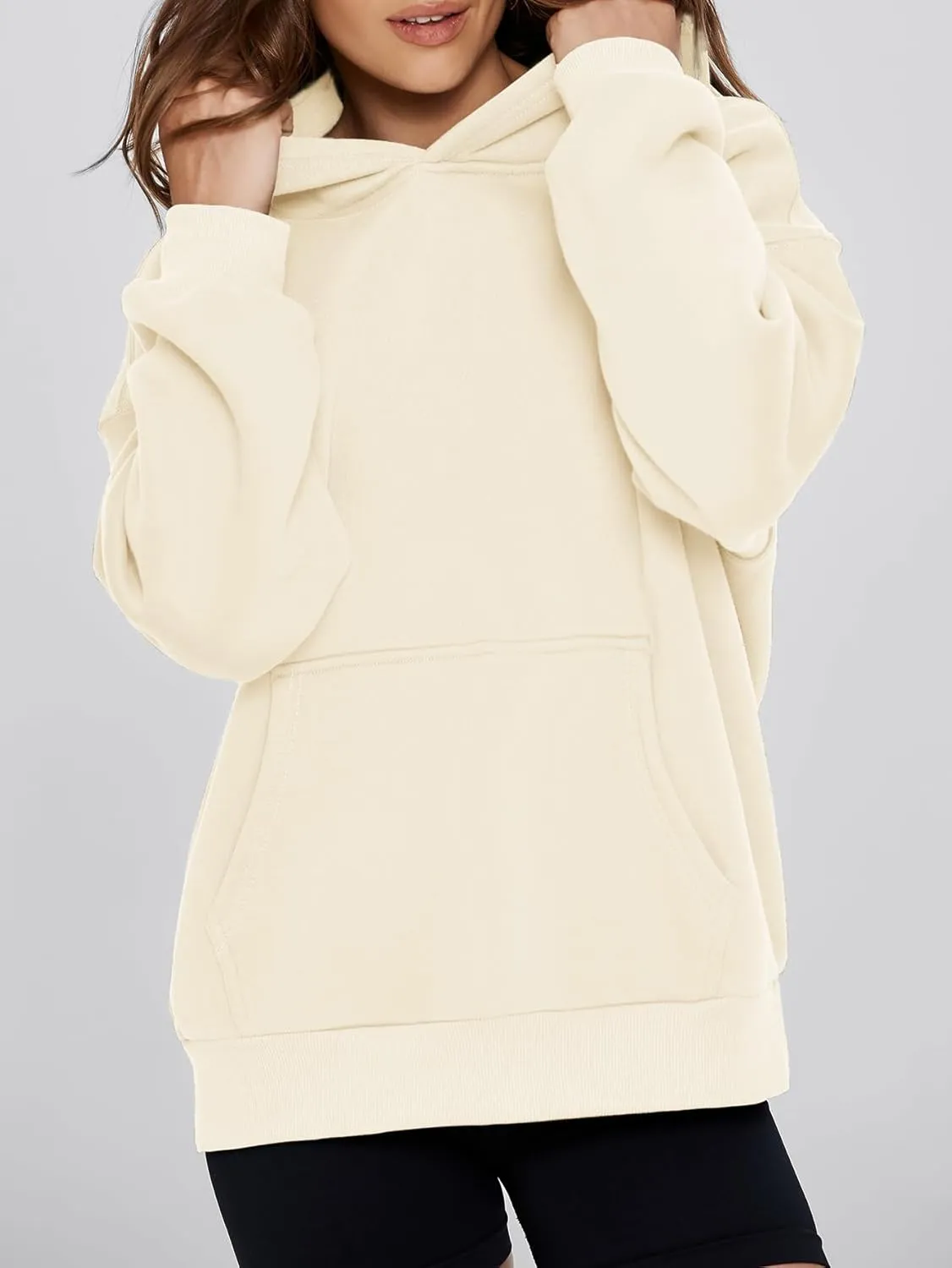 Glamaker Women's Oversized Essentials Hoodies Fleece Sweatshirts Fall Long Sleeve Sweater Pullover Hoodie With Pocket