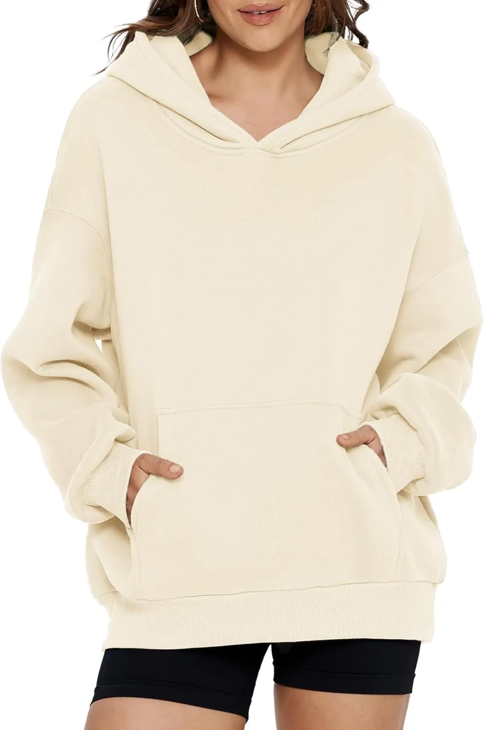 Glamaker Women's Oversized Essentials Hoodies Fleece Sweatshirts Fall Long Sleeve Sweater Pullover Hoodie With Pocket