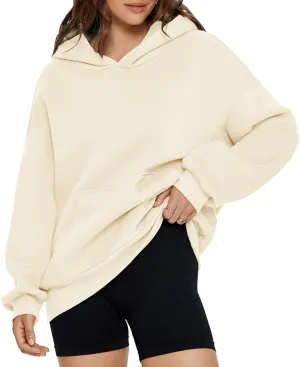 Glamaker Women's Oversized Essentials Hoodies Fleece Sweatshirts Fall Long Sleeve Sweater Pullover Hoodie With Pocket
