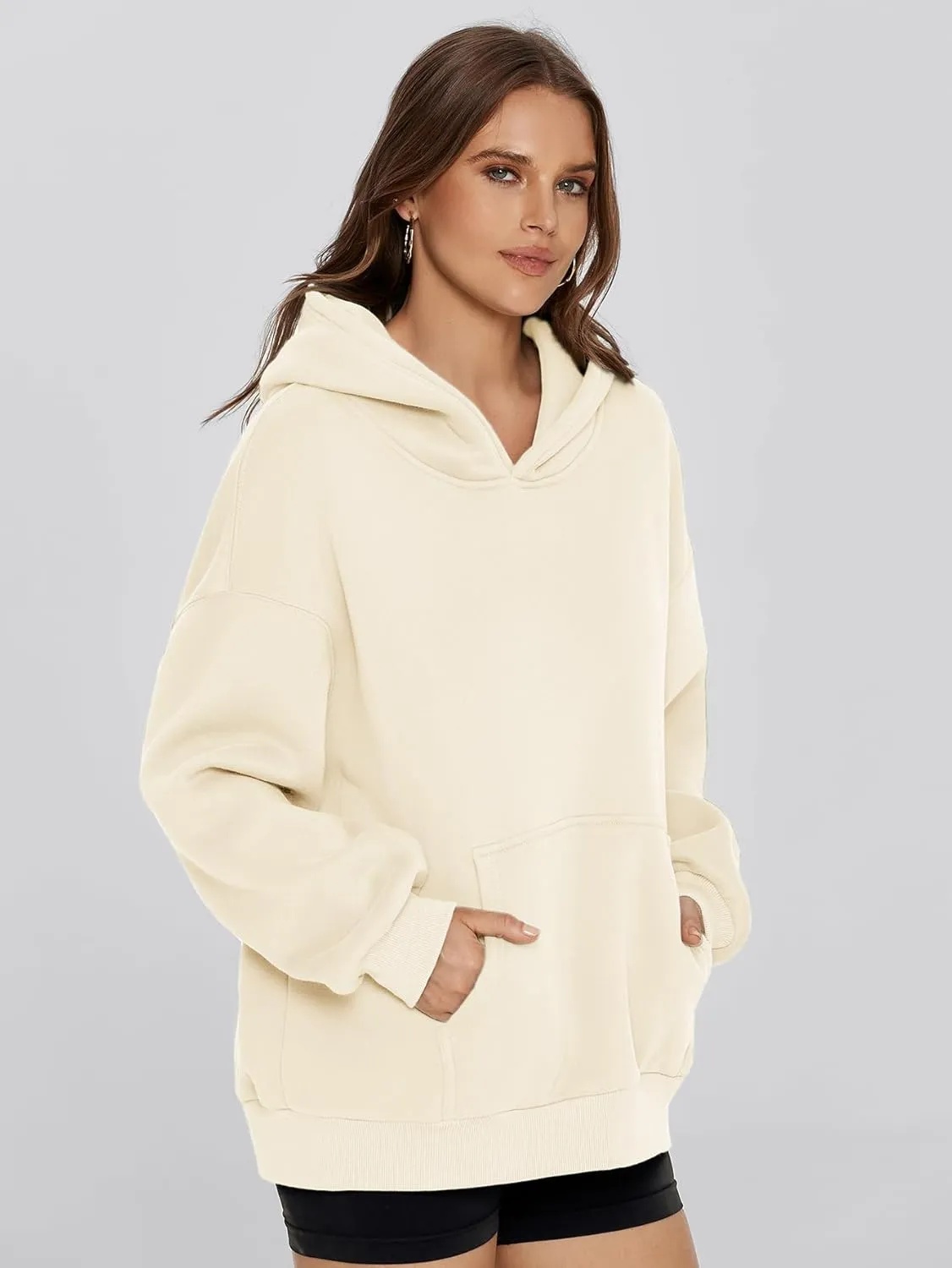 Glamaker Women's Oversized Essentials Hoodies Fleece Sweatshirts Fall Long Sleeve Sweater Pullover Hoodie With Pocket