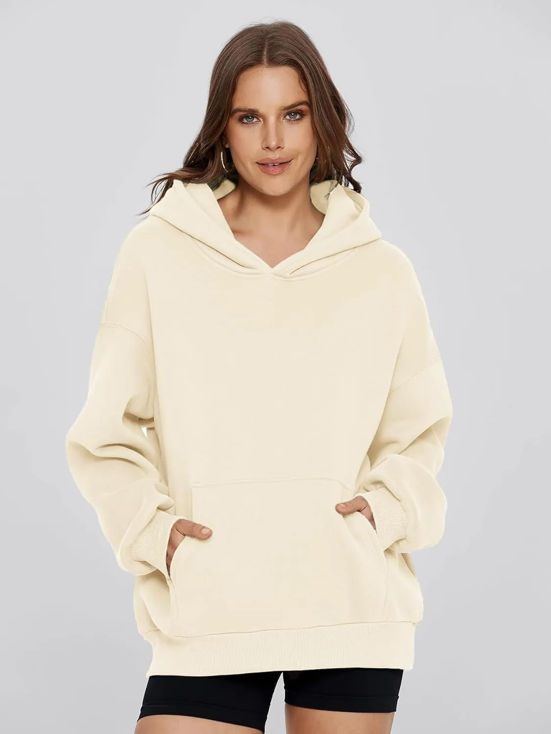 Glamaker Women's Oversized Essentials Hoodies Fleece Sweatshirts Fall Long Sleeve Sweater Pullover Hoodie With Pocket