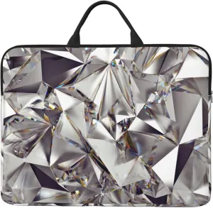 Glitter Abstract Diamond Crystal Pattern 14in Laptop Case Sleeve Bag  Versatile Shoulder Messenger Briefcase, Designed for Business Travel
