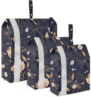 Golden Flowers Packing Cubes for Travel 3 Set Packing Bags Suitcase Organizer Bags for Easy Packing