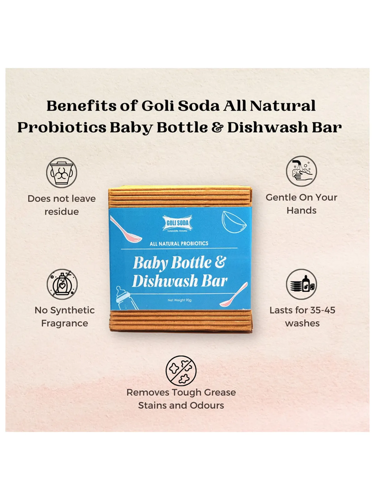 Goli Soda All Natural Probiotics Baby Bottle & Dishwash Bar Pack Of Two