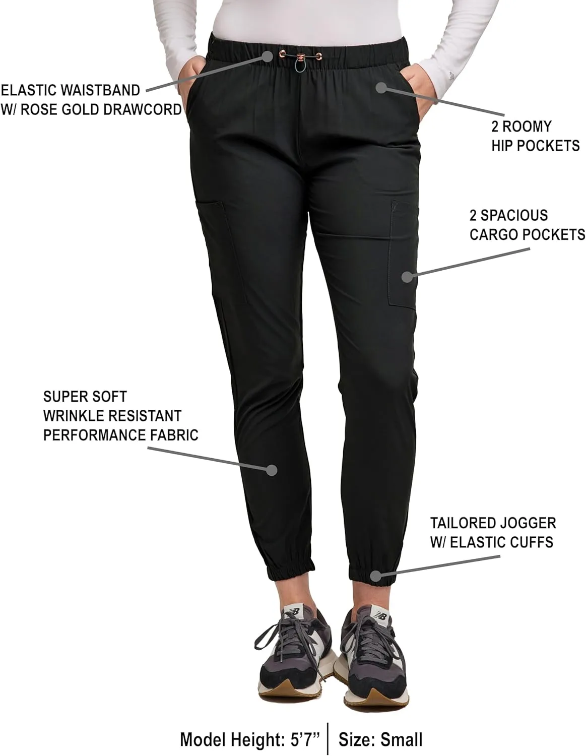 Green Town Scrubs for Women - Jogger Scrub Pant, Cargo Pockets, Stretch Fabric, Drawcord, Easy Care
