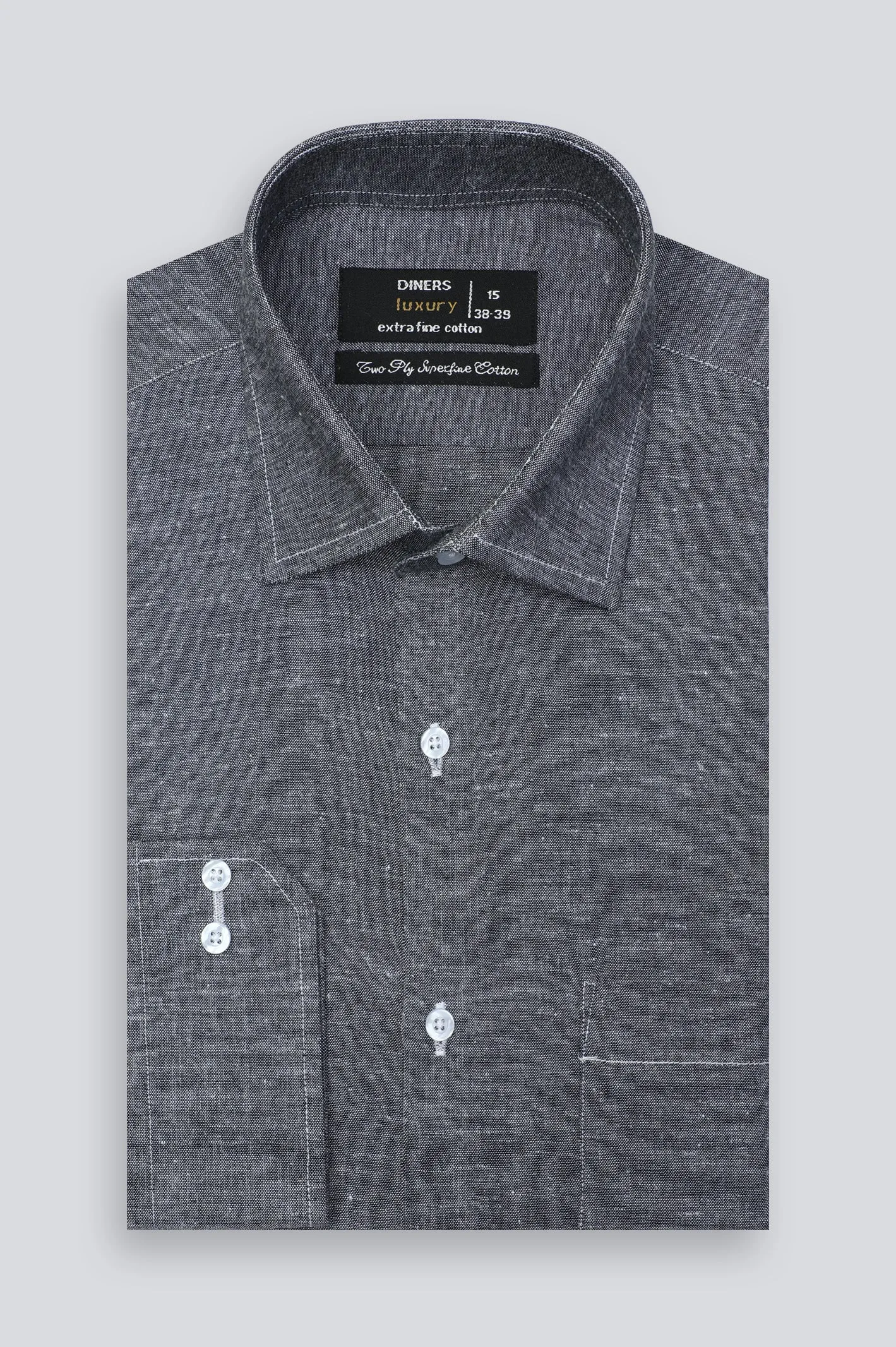 Grey Textured Self Formal Shirt