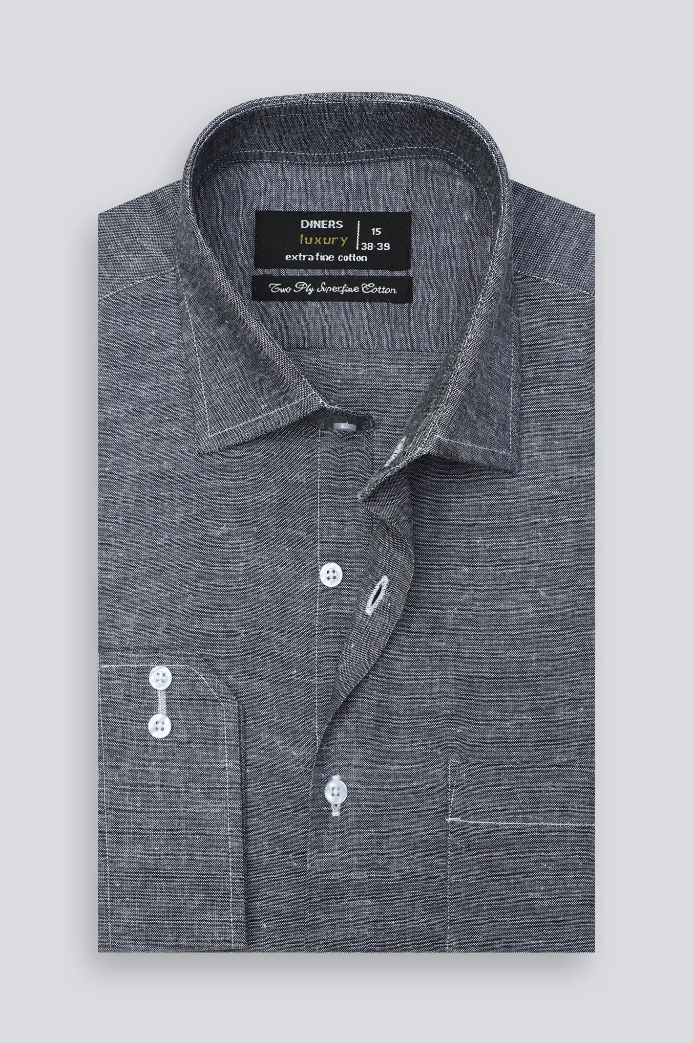 Grey Textured Self Formal Shirt