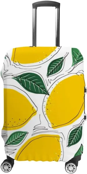 Guitong Suitcase Covers Travel Luggage Protector Trolley Luggage Case Washable Safety Fresh Lemons with Leaves Travel Business Kids Men Women Fits 18-32 inch Luggage