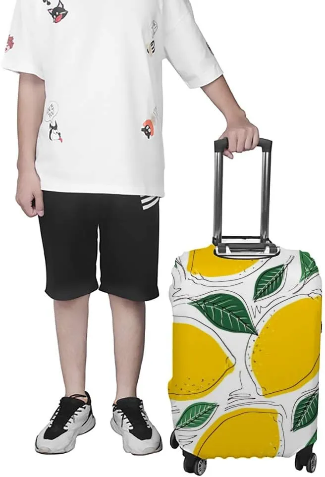 Guitong Suitcase Covers Travel Luggage Protector Trolley Luggage Case Washable Safety Fresh Lemons with Leaves Travel Business Kids Men Women Fits 18-32 inch Luggage