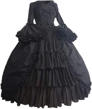 Halloween Costume for Women, Medieval Retro Steampunk Cosplay Victorian Retro Prom Party Cocktail Swing Dress