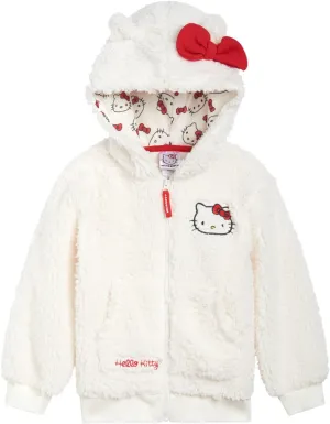 Hello Kitty Girls Cozy Sherpa Zip Up Cosplay Hoodie Toddler to Big Kid Sizes (2T - 14-16)