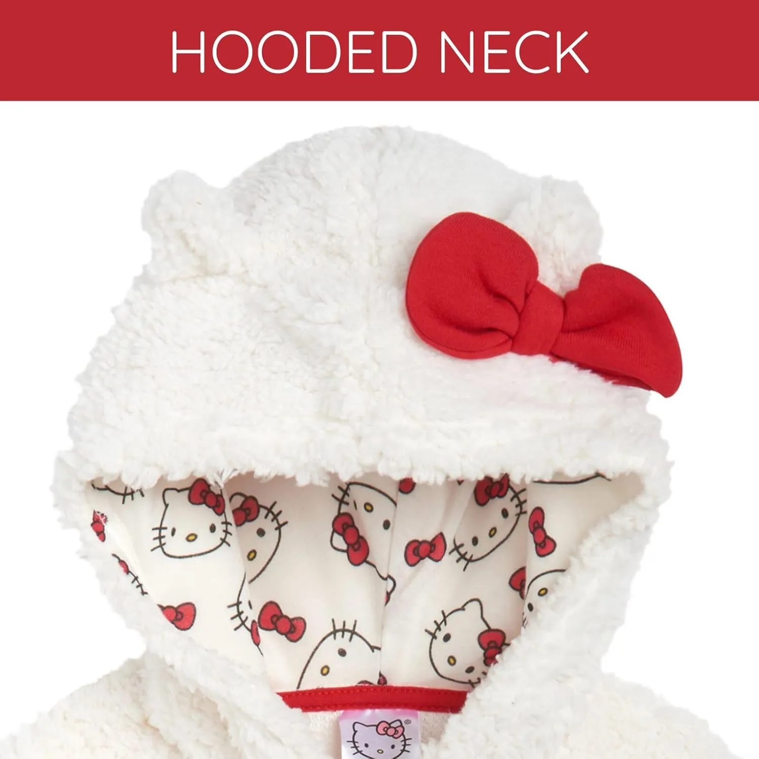 Hello Kitty Girls Cozy Sherpa Zip Up Cosplay Hoodie Toddler to Big Kid Sizes (2T - 14-16)