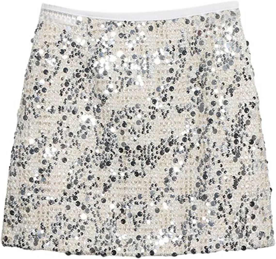 High Waisted Slimming Vibe Sequin Skirt Slip A Line Hip Wrap Skirt Denim Skirts and Dresses