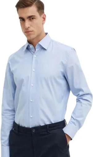Hugo Boss Men's Hank Slim Fit Easy Iron Dress Shirt (US, Neck, 17, Light Blue)