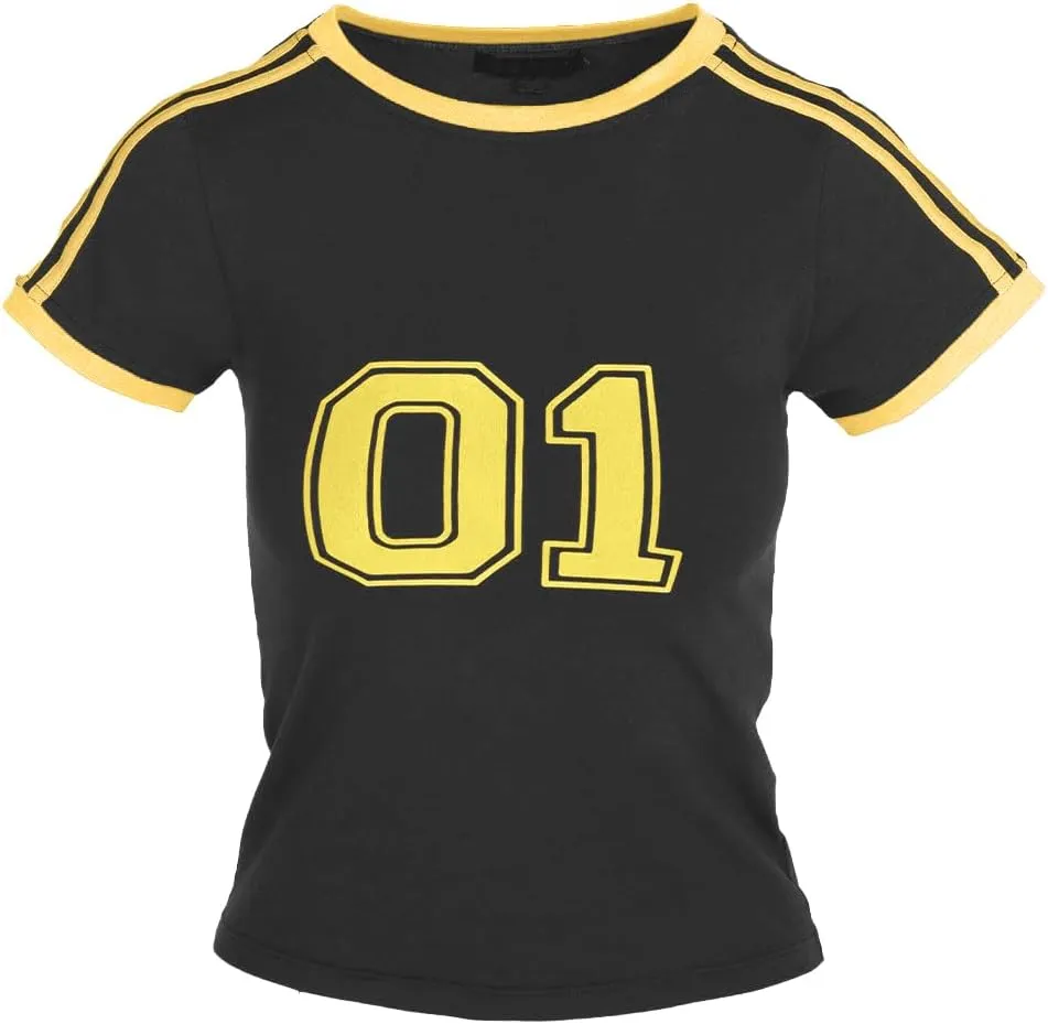 Imily Bela Womens Summer Crop Tops Y2k Baby Tees Cute Letter Print Short Sleeve Vintage T Shirt