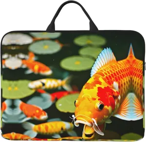 Japanese Pretty Koi Fish 14in Laptop Case Sleeve Bag  Versatile Shoulder Messenger Briefcase, Designed for Business Travel