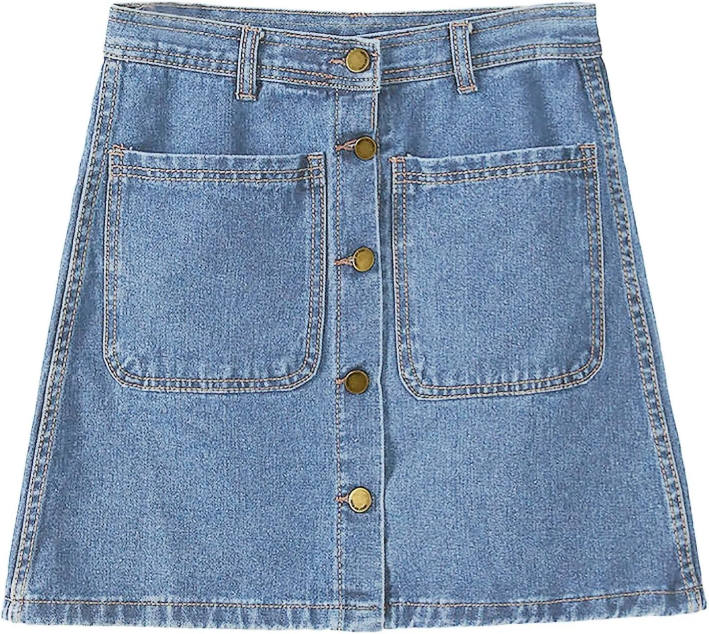 Jean Skirts for Women Denim High Waisted Trendy Stretchy Mini Button Front Short Pencil Skirt with Patch Pockets