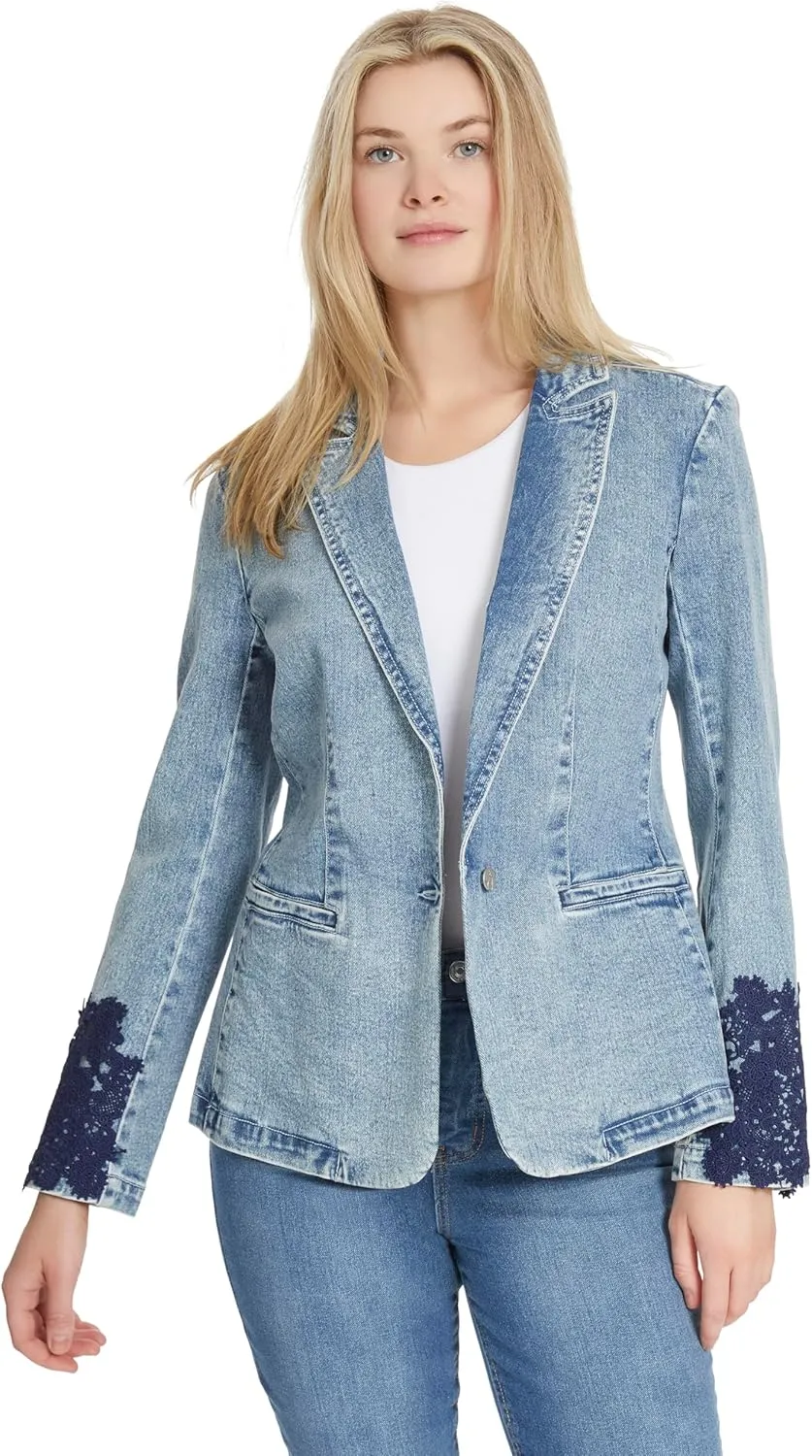 Jessica Simpson Women's Fitted Blazer with Single Button Front and Notch Collar Lapel Standard