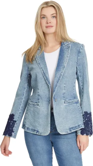 Jessica Simpson Women's Fitted Blazer with Single Button Front and Notch Collar Lapel Standard
