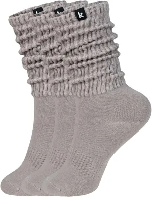 Kamo Fitness Cozy 3-Pair Pack - Scrunch Long Crew Socks for Women, Soft & Breathable Boot and Slouch Socks, Size 5-9