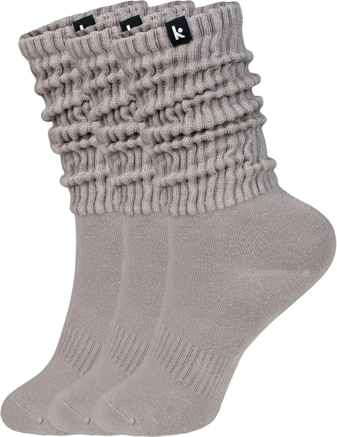 Kamo Fitness Cozy 3-Pair Pack - Scrunch Long Crew Socks for Women, Soft & Breathable Boot and Slouch Socks, Size 5-9