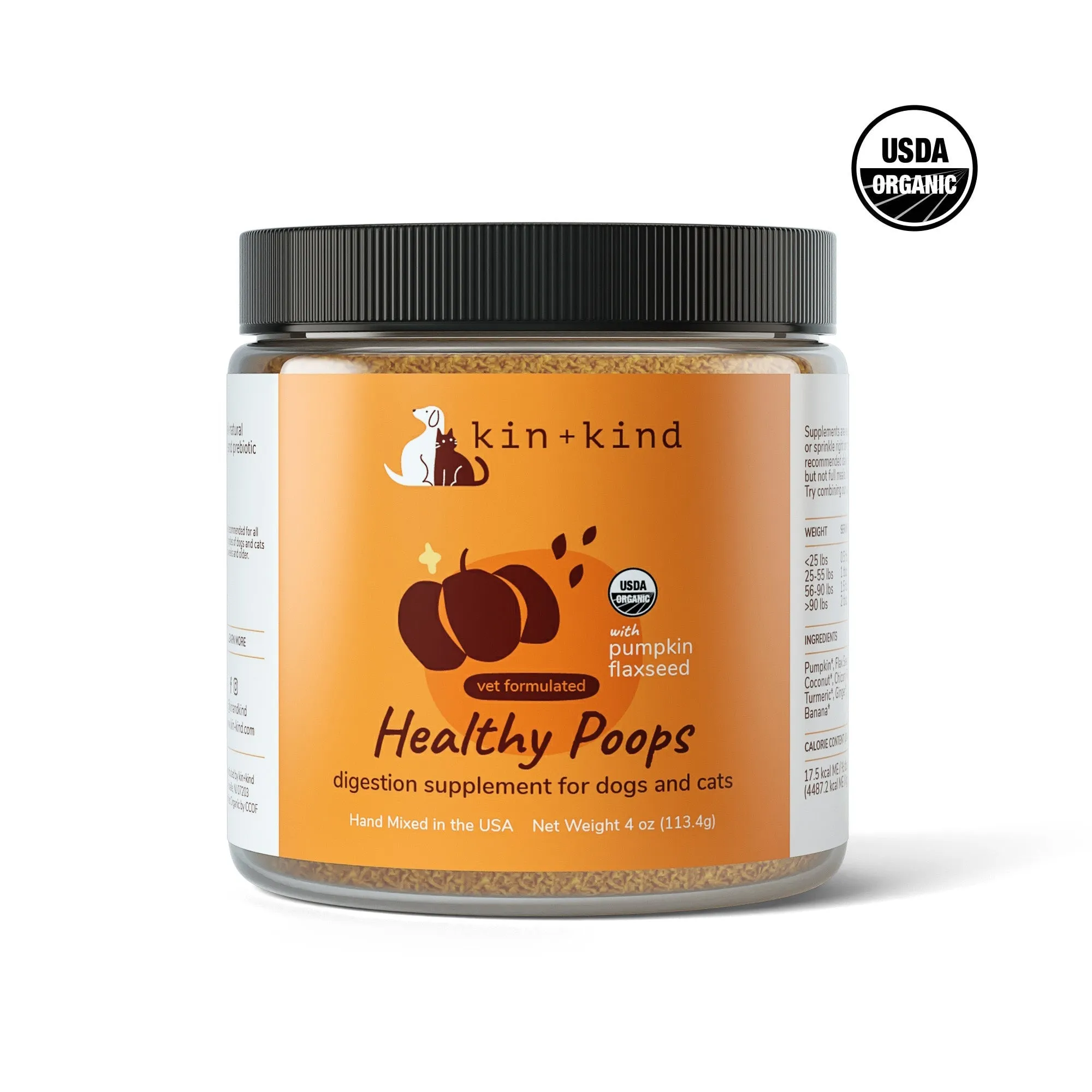 **Kin Kind Organic Digestion Supplement Healthy Poops Pumkin  4oz.