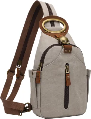 KouLi Buir Canvas Sling bag,Small Crossbody Backpack,Convertible Chest Bag Casual Daypack For Outdoor Cycling Hiking Travel (B3610-Leaden-N)