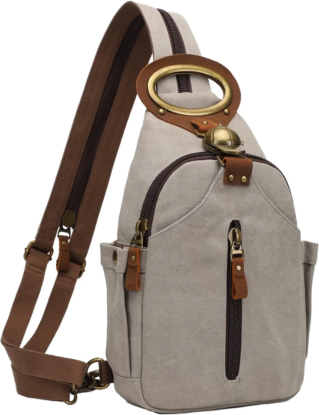 KouLi Buir Canvas Sling bag,Small Crossbody Backpack,Convertible Chest Bag Casual Daypack For Outdoor Cycling Hiking Travel (B3610-Leaden-N)