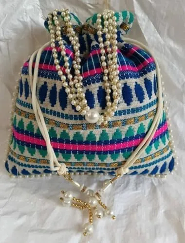 KUMKUM FASHIONS Indian Handmade Women's Embroidered Clutch Purse Potli Bag Pouch Drawstring Bag Wedding Favor Return Gifts