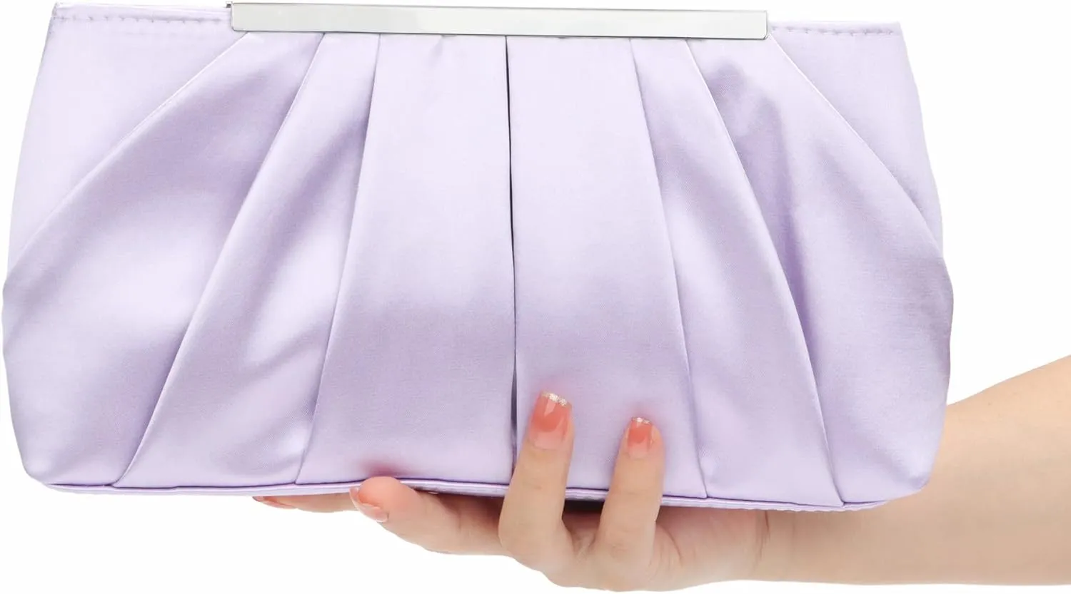 Lanpet Women's Satin Evening Clutch Bag Elegant Pleated Formal Handbag Simple Classic Purse for Women