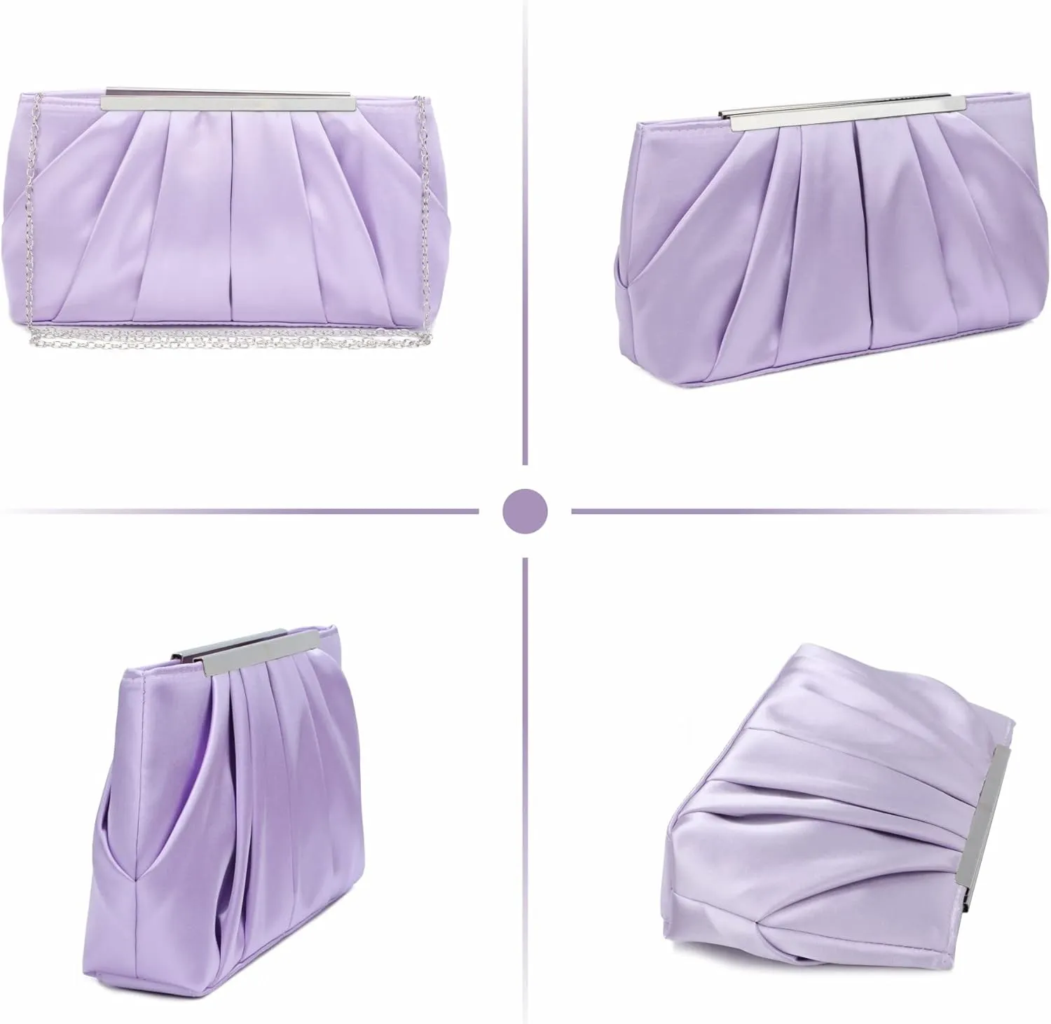 Lanpet Women's Satin Evening Clutch Bag Elegant Pleated Formal Handbag Simple Classic Purse for Women