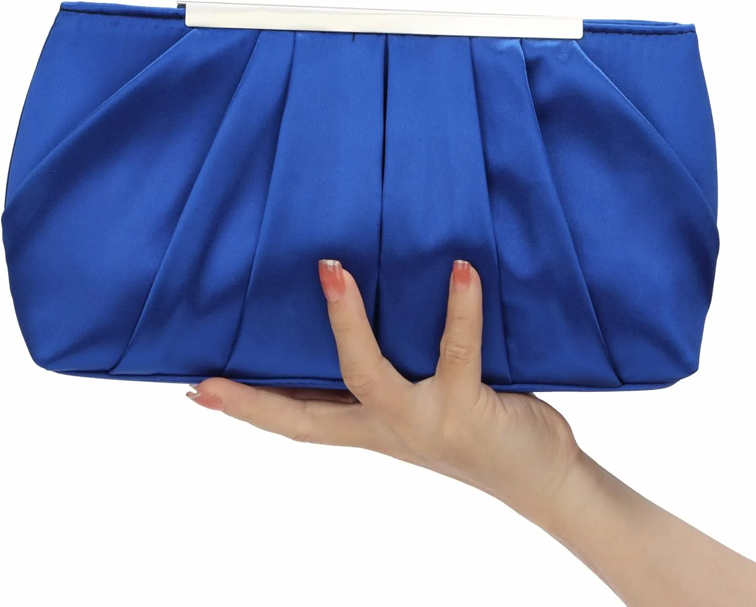 Lanpet Women's Satin Evening Clutch Bag Elegant Pleated Formal Handbag Simple Classic Purse for Women