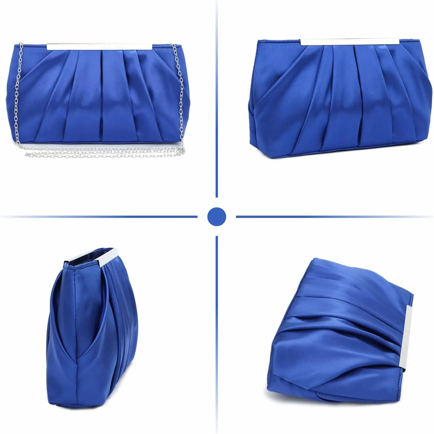 Lanpet Women's Satin Evening Clutch Bag Elegant Pleated Formal Handbag Simple Classic Purse for Women