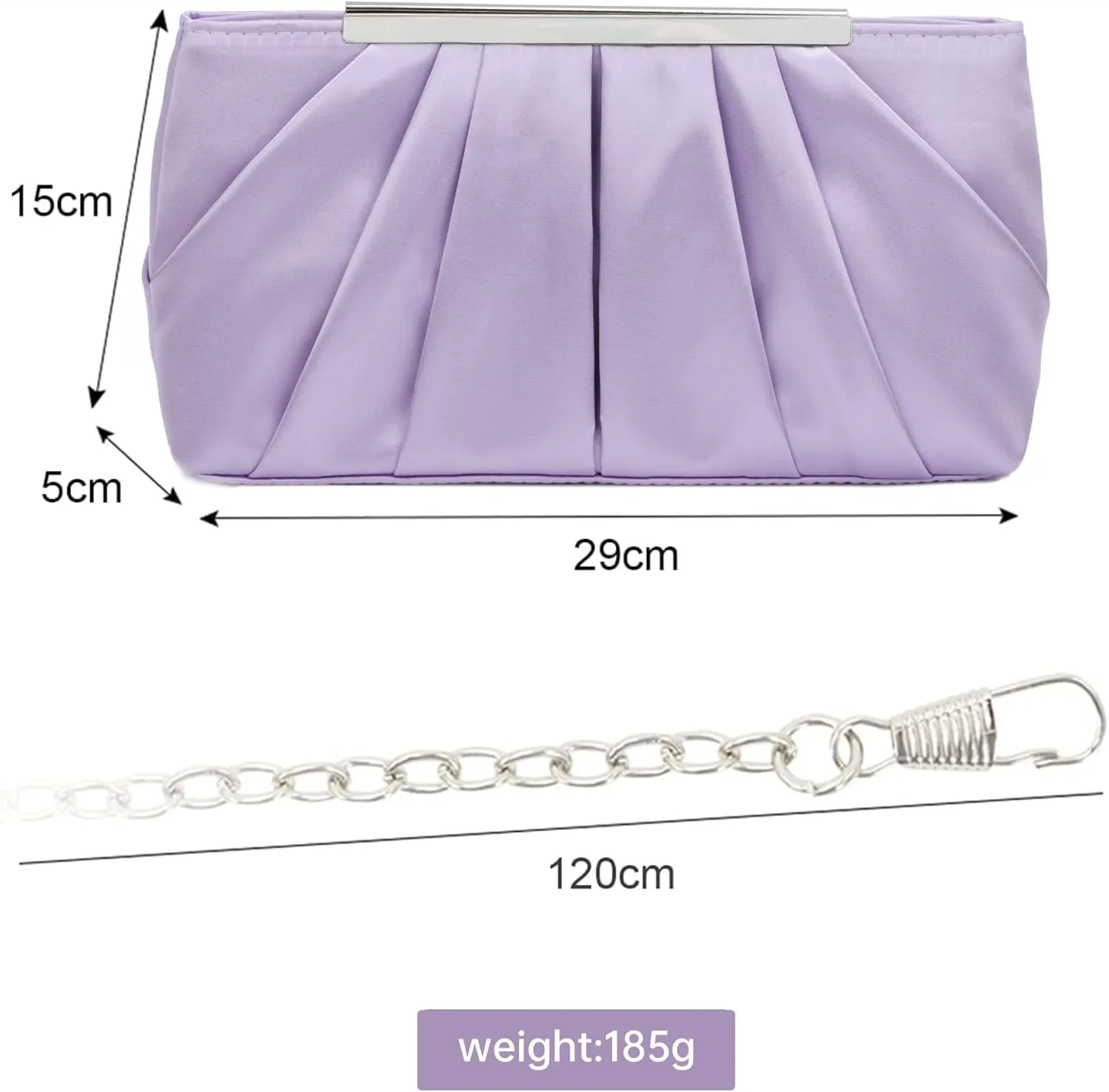 Lanpet Women's Satin Evening Clutch Bag Elegant Pleated Formal Handbag Simple Classic Purse for Women