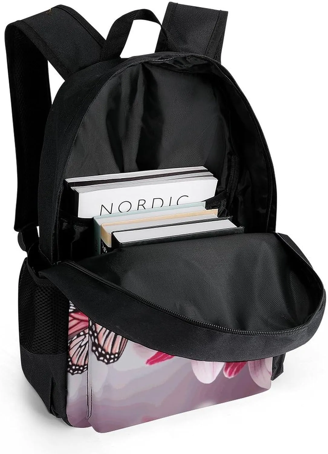 Laptop Backpack for Men Women Lightweight Backpack Orchid Flower Butterfly Soft Fresh Spring Daypack Rucksack with Compartment Laptop Bag