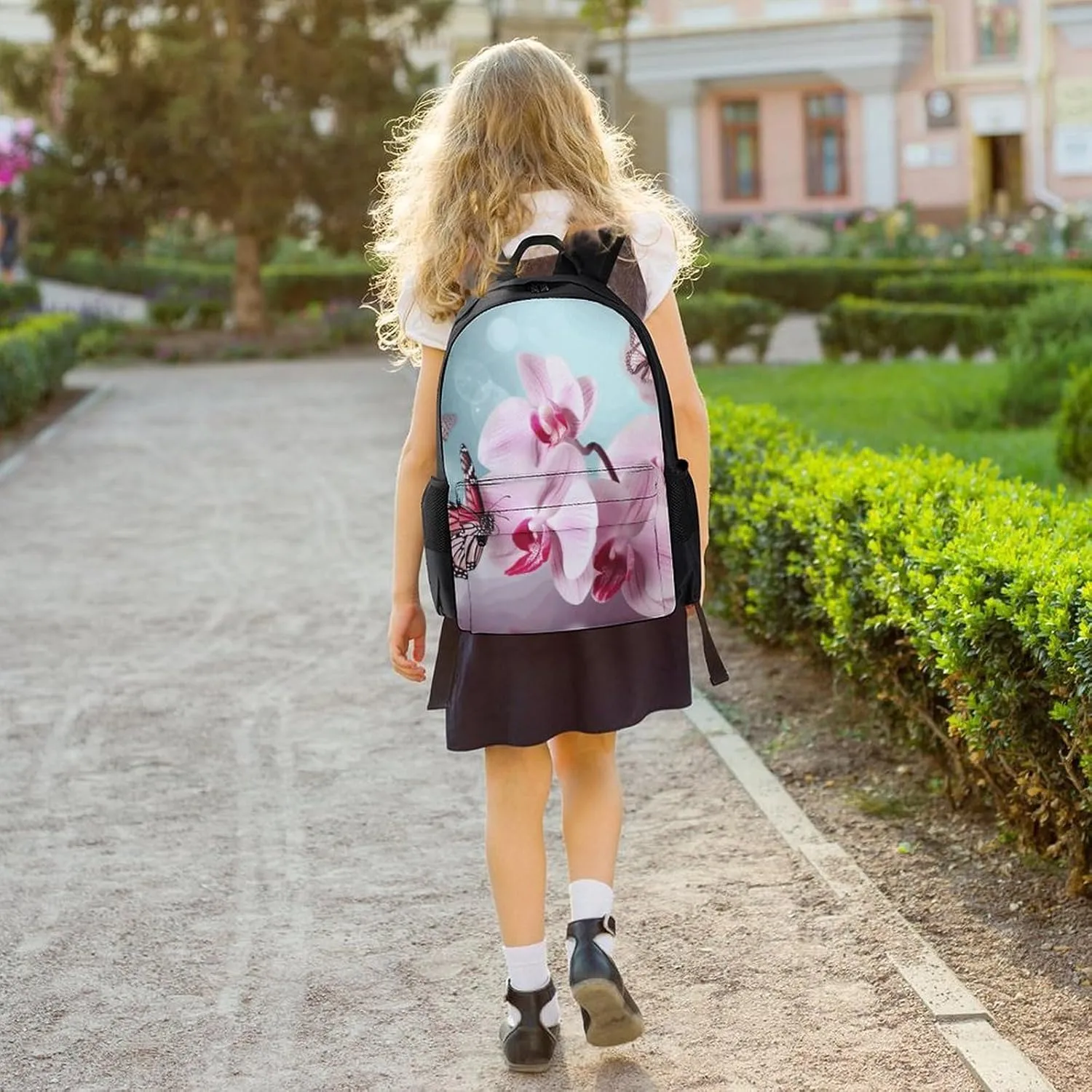 Laptop Backpack for Men Women Lightweight Backpack Orchid Flower Butterfly Soft Fresh Spring Daypack Rucksack with Compartment Laptop Bag