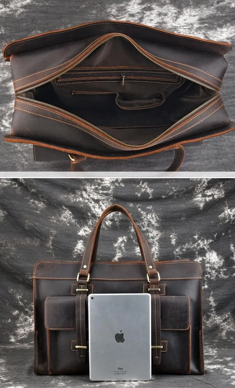 Large Capacity Versatile Leather Business Bag Men, 19 Inch Leather Travel Bag Tote Briefcase, Laptop Bag, Travel Bag