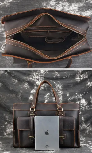 Large Capacity Versatile Leather Business Bag Men, 19 Inch Leather Travel Bag Tote Briefcase, Laptop Bag, Travel Bag