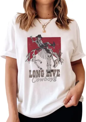 Let 'er Rip Cowboy Short Sleeve Country Music Women's T Shirt Letter Print Tees Vintage Graphic Top