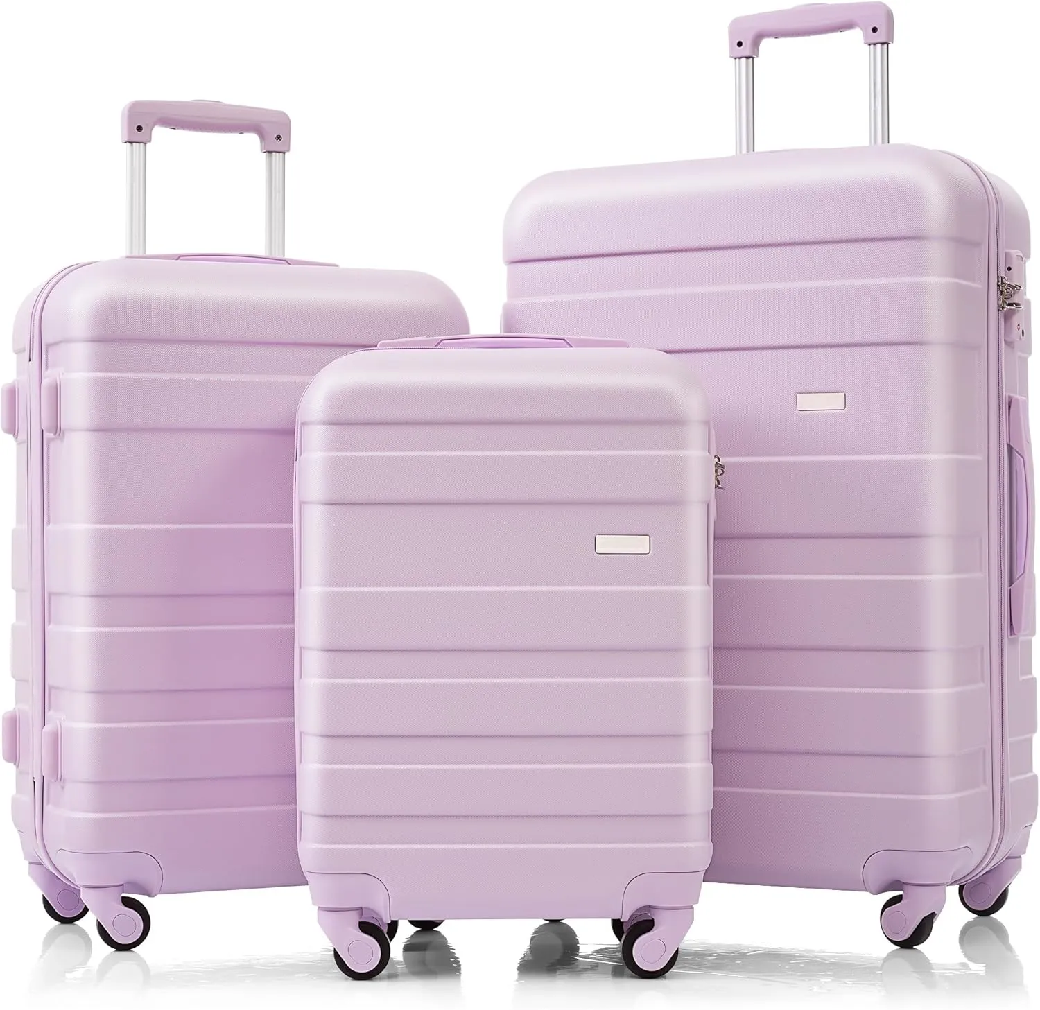 Lightweight and Durable 3pcs Luggage Set in Purple, ABS Hardshell Design, Easy Maneuvering with Spinner Wheels