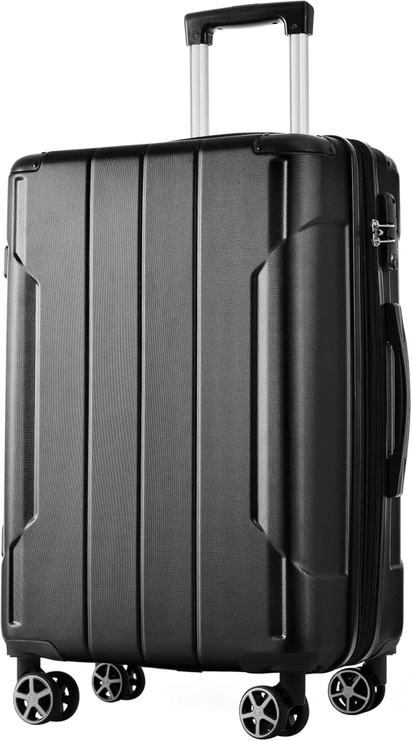 Lightweight Expandable Hardshell Luggage, Durable ABS Suitcase with Spinner Wheels for Easy Travel, 28-Inch Black
