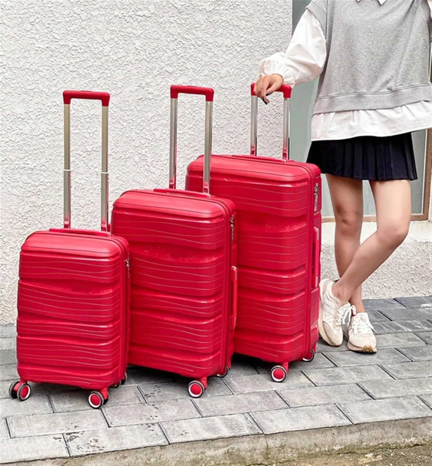 Luggage Travel Suitcase With Spinner Wheels,Lightweight Ergonomic Handles, Traveling Suitcases Trolley Suitcase (Color : Red, Size : 24inch)