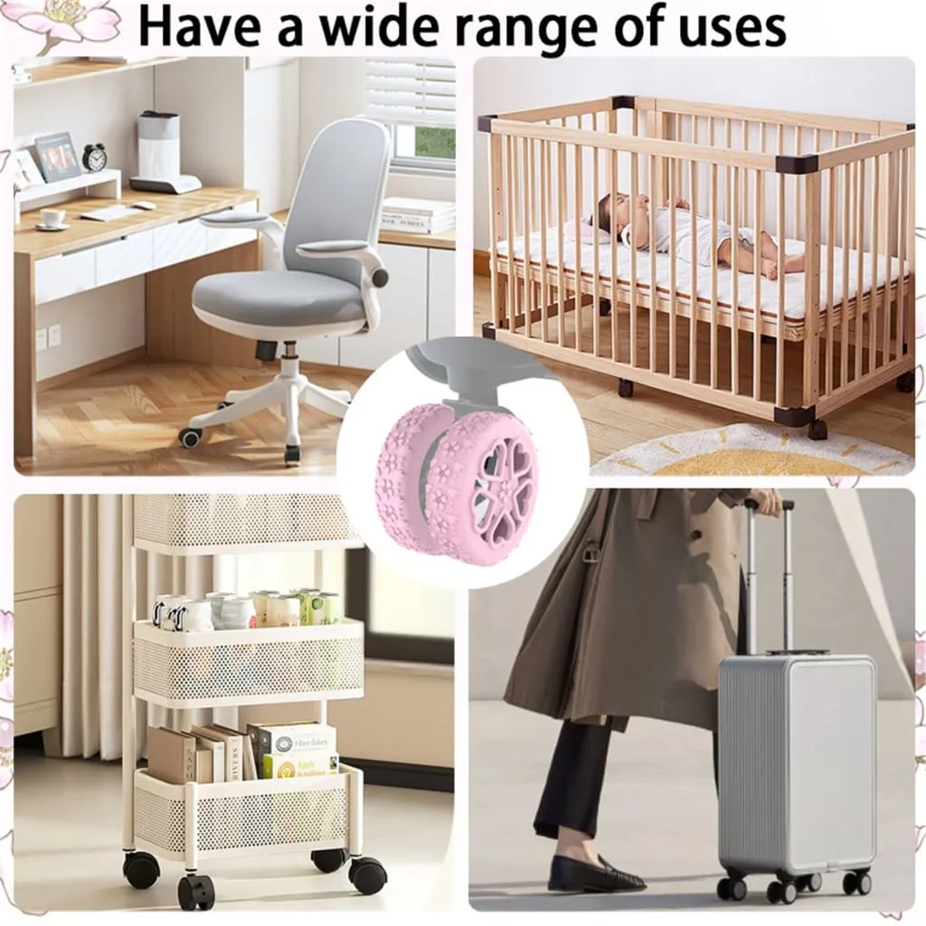 Luggage Wheel Covers Silicone Suitcase Wheel Protectors Flower Texture Reduce Noise Easy Installation for Travel 8Pcs