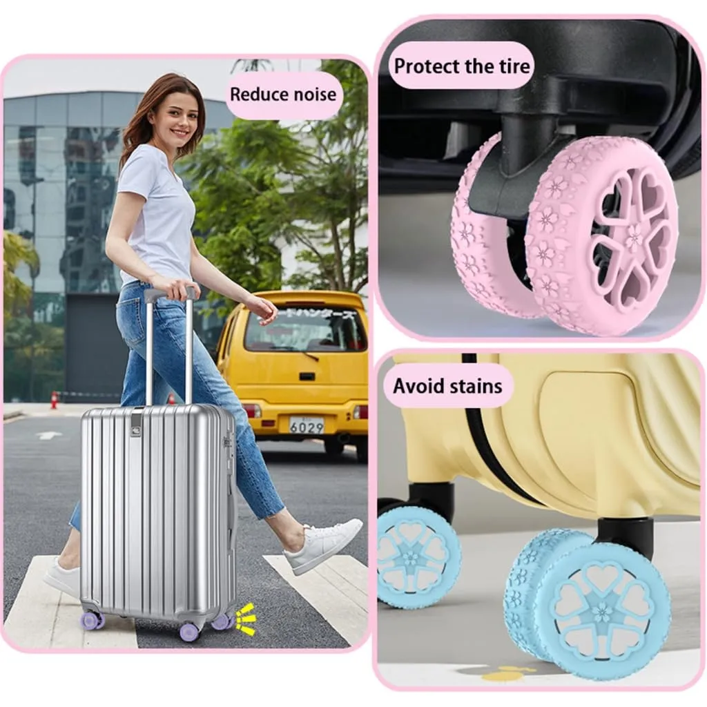 Luggage Wheel Covers Silicone Suitcase Wheel Protectors Flower Texture Reduce Noise Easy Installation for Travel 8Pcs