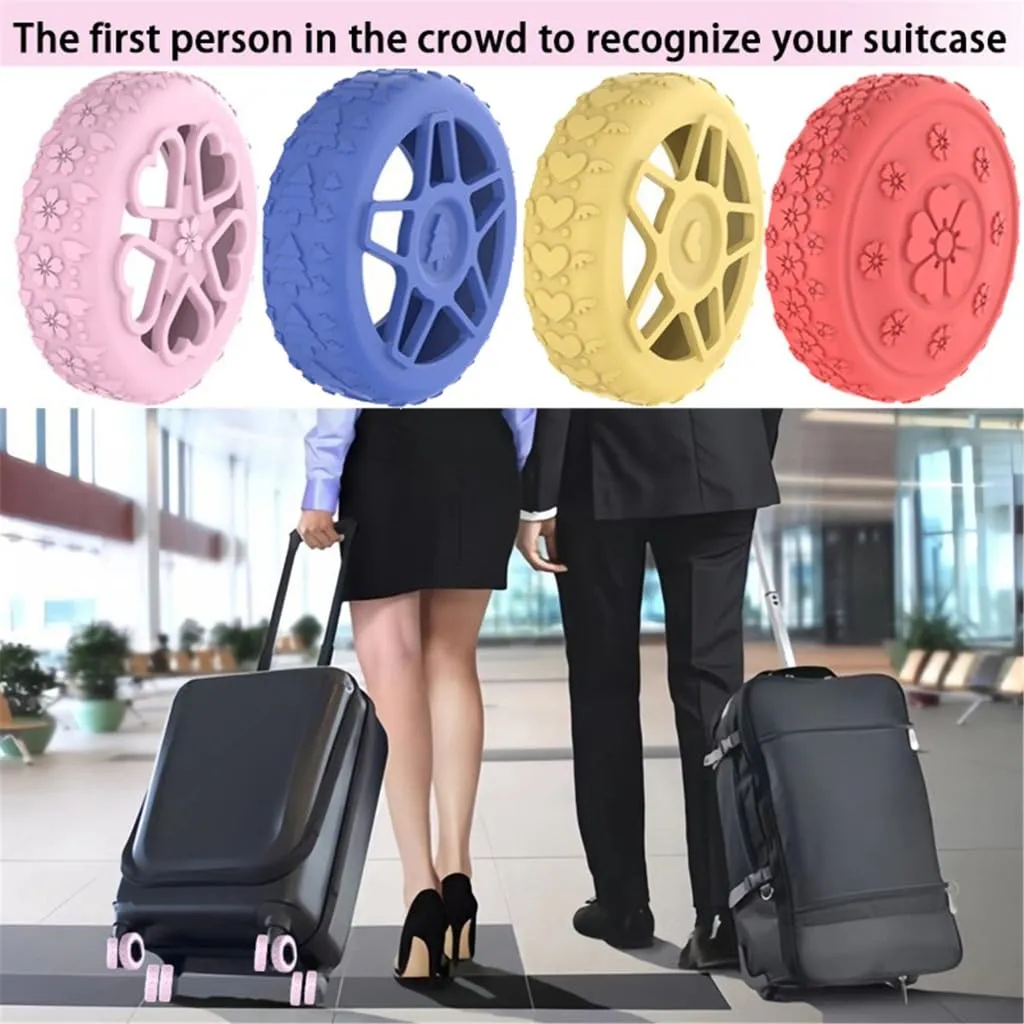 Luggage Wheel Covers Silicone Suitcase Wheel Protectors Flower Texture Reduce Noise Easy Installation for Travel 8Pcs