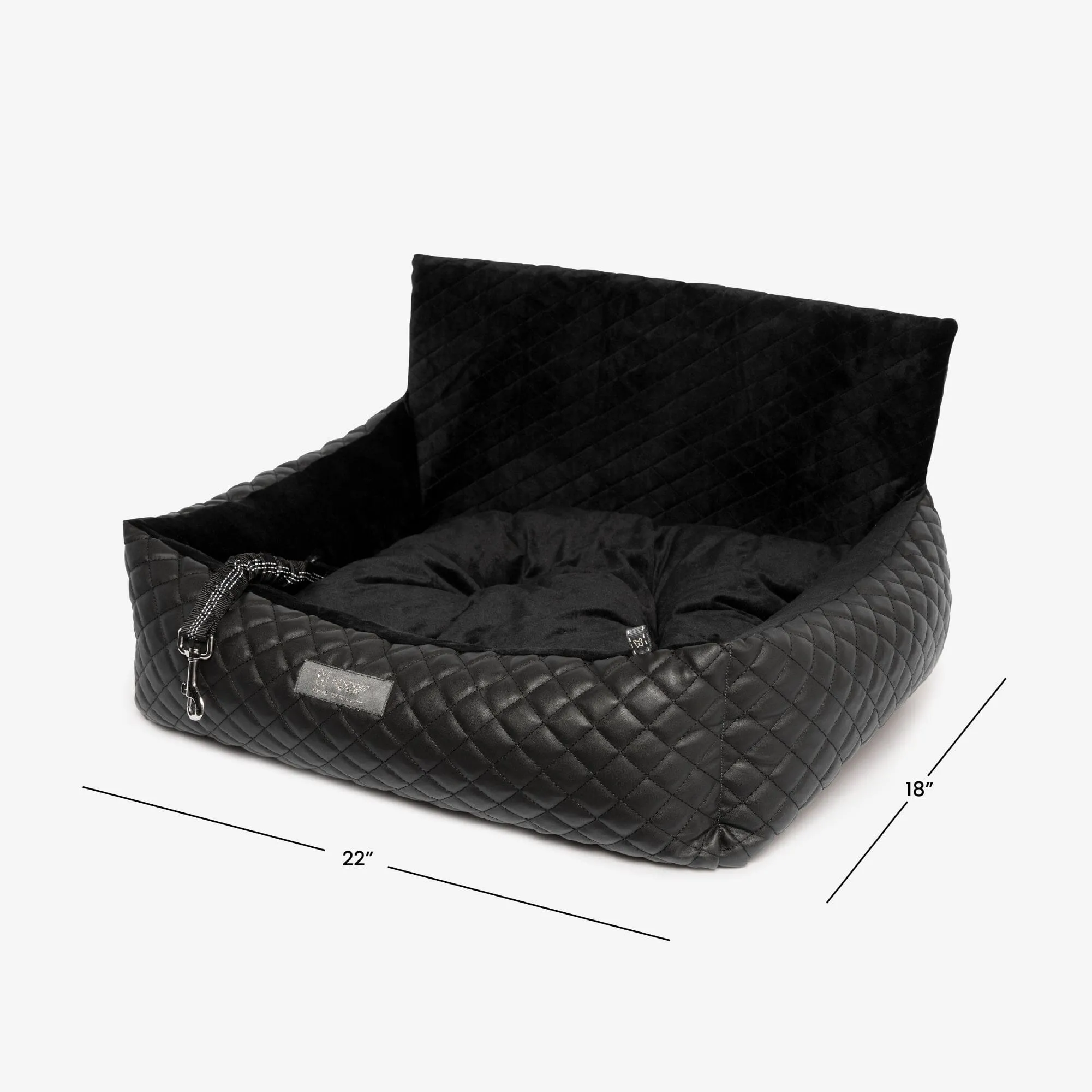 Medium Dog Car Seat Black Leather