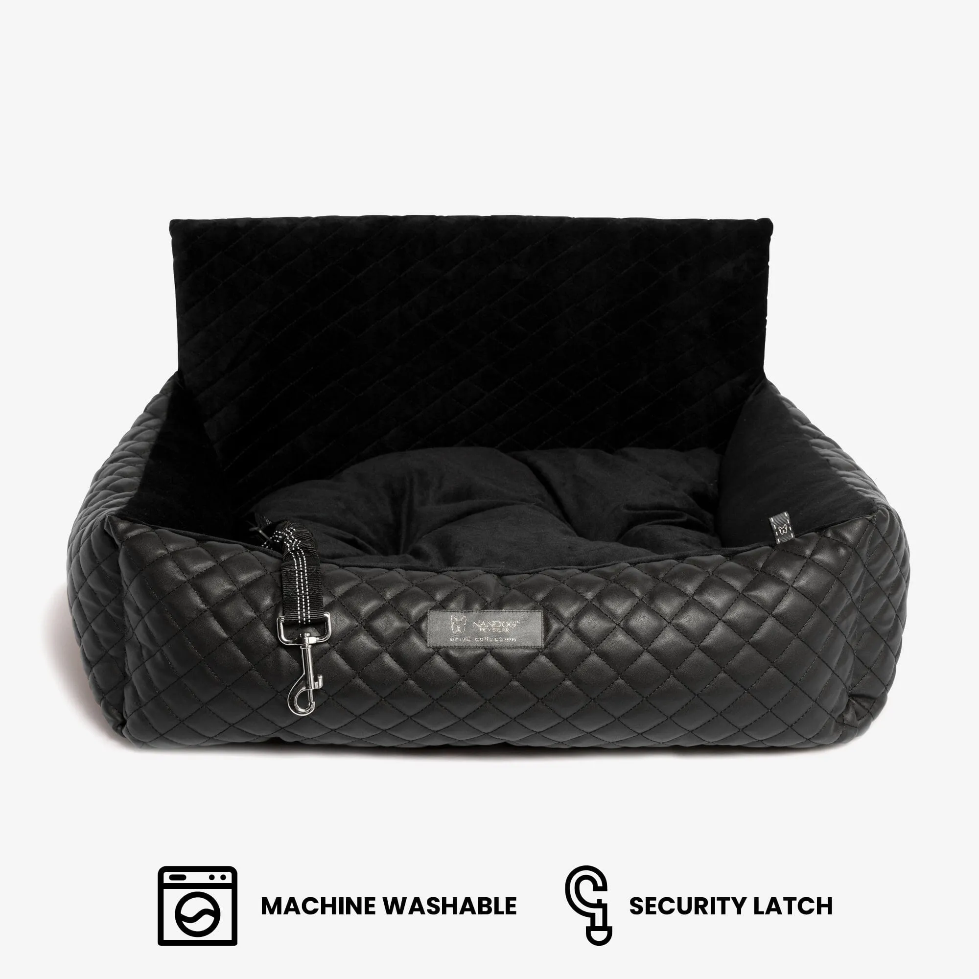Medium Dog Car Seat Black Leather