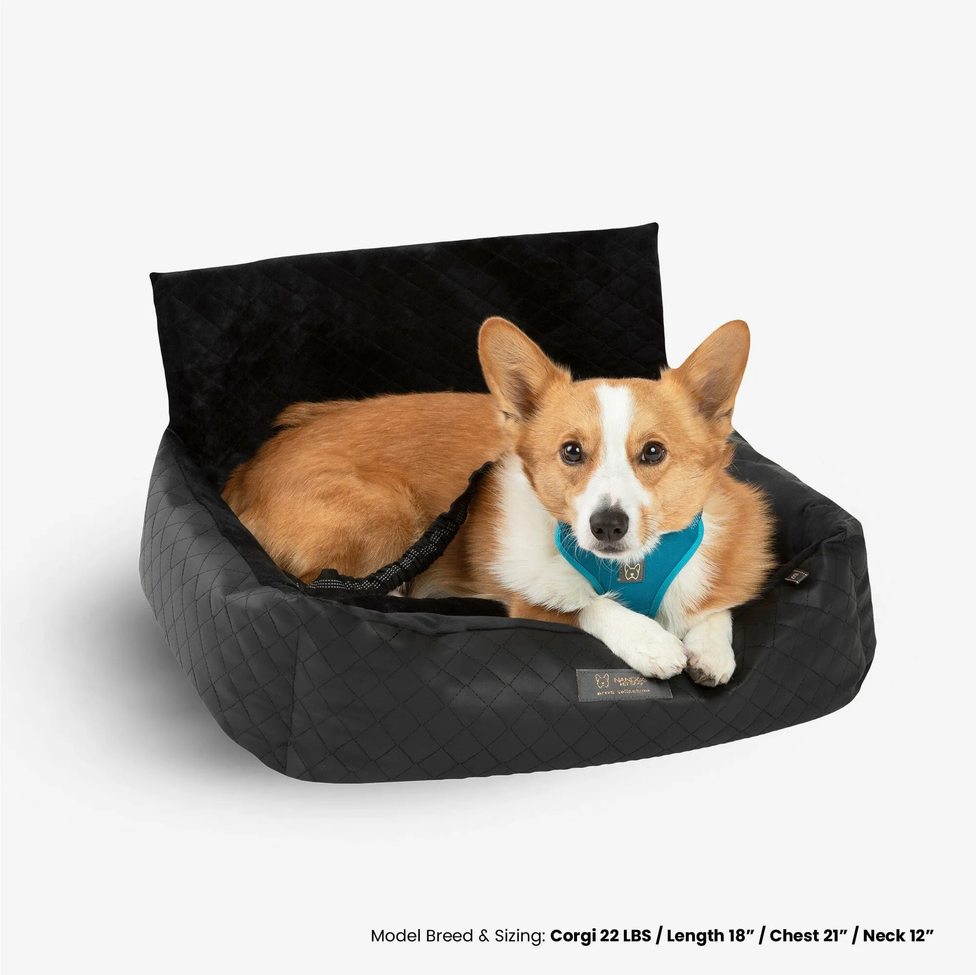 Medium Dog Car Seat Black Leather