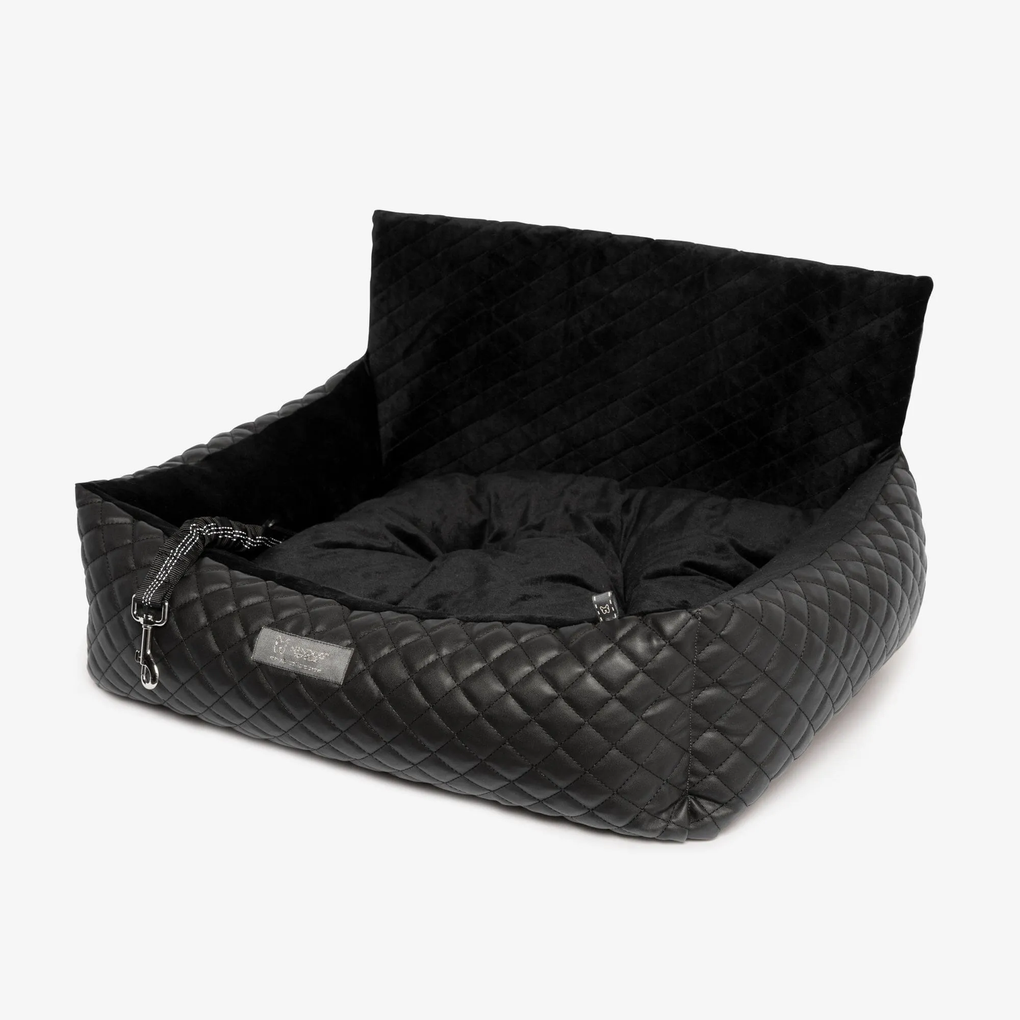 Medium Dog Car Seat Black Leather