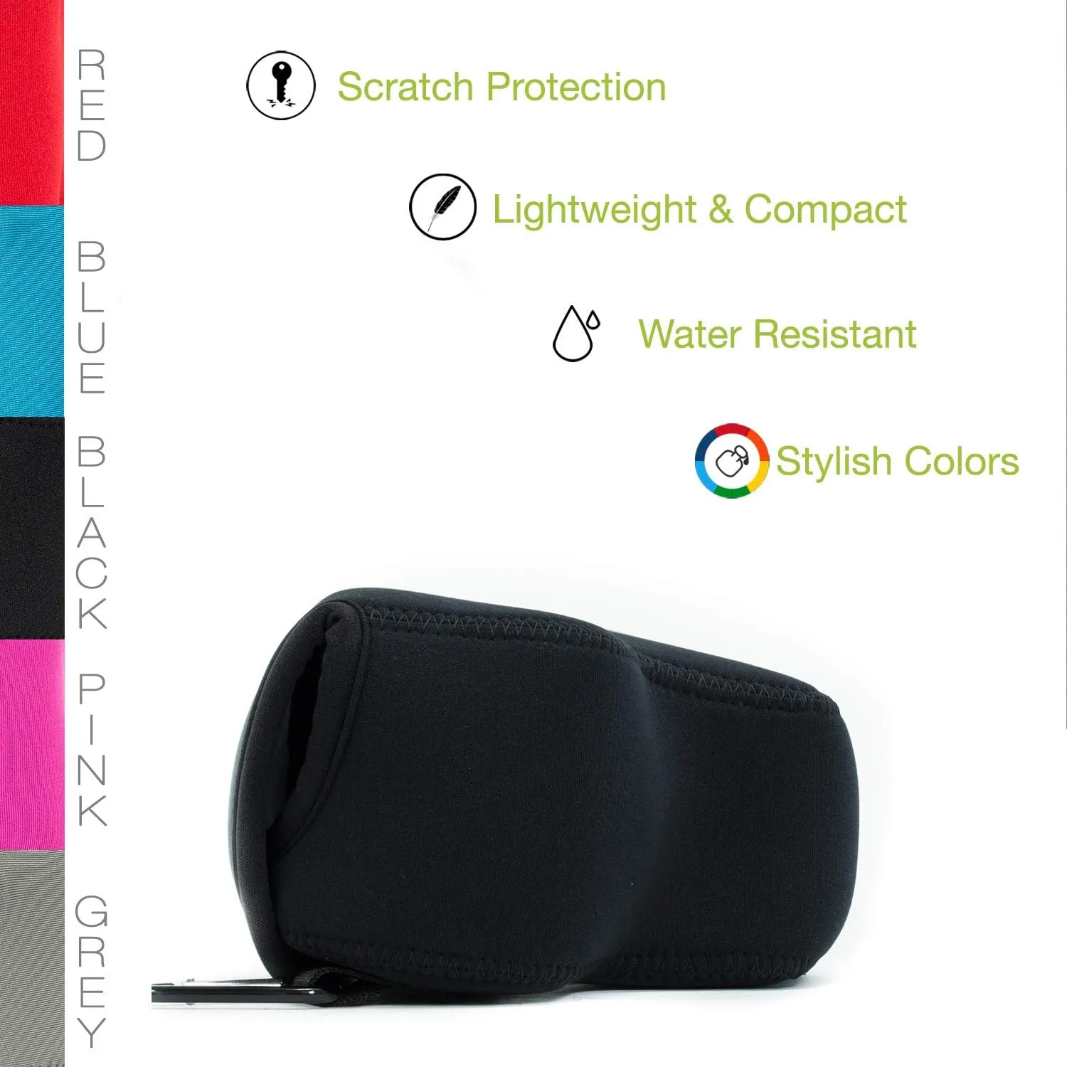 MegaGear Nikon Coolpix B700 Ultra Light Neoprene Camera Case, with Carabiner - Black - MG846, PU Leather